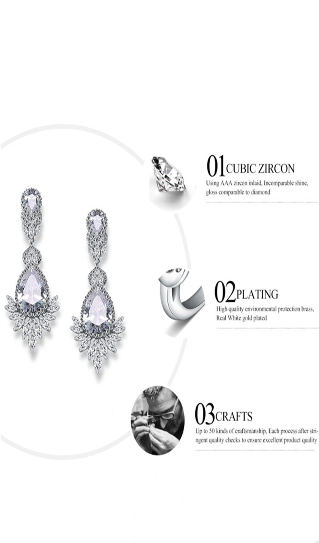 TEMPERAMENT DROP ZIRCON EARRINGS FOR PARTY