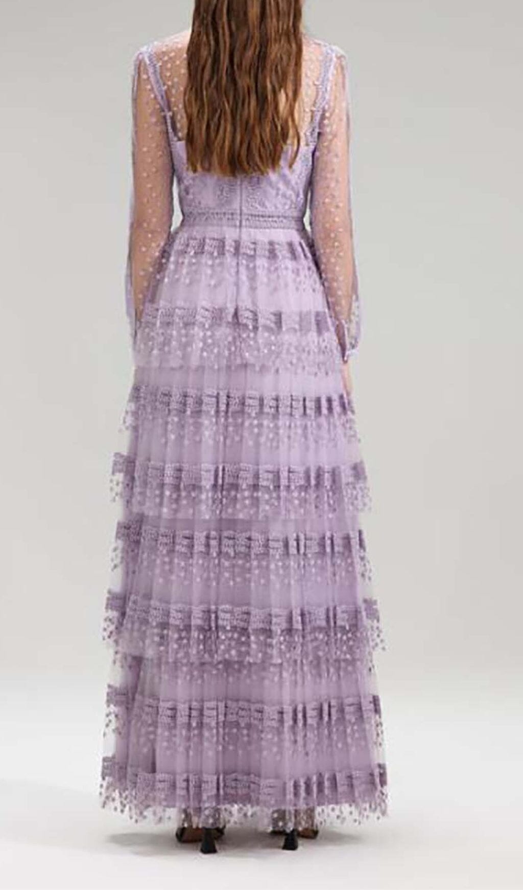 TIERED LACE MAXI DRESS LILAC | ELEGANT WEDDING GUEST