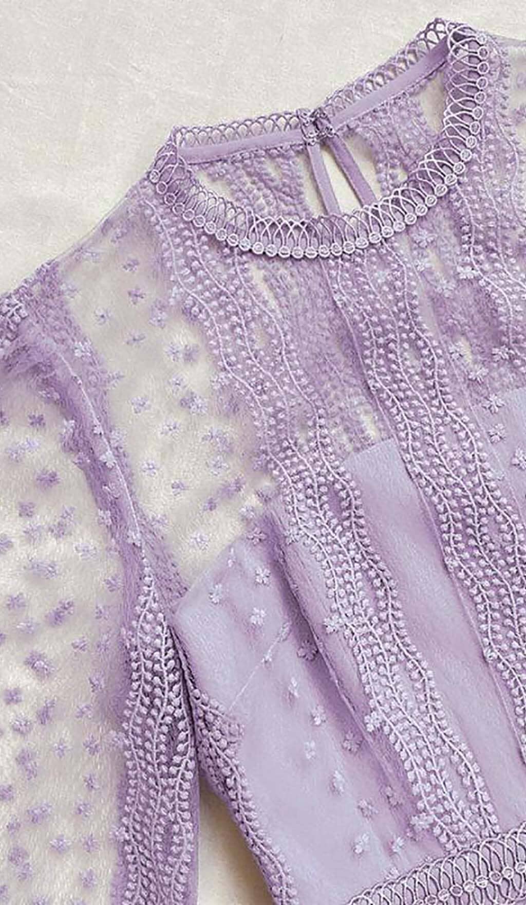 TIERED LACE MAXI DRESS LILAC | ELEGANT WEDDING GUEST