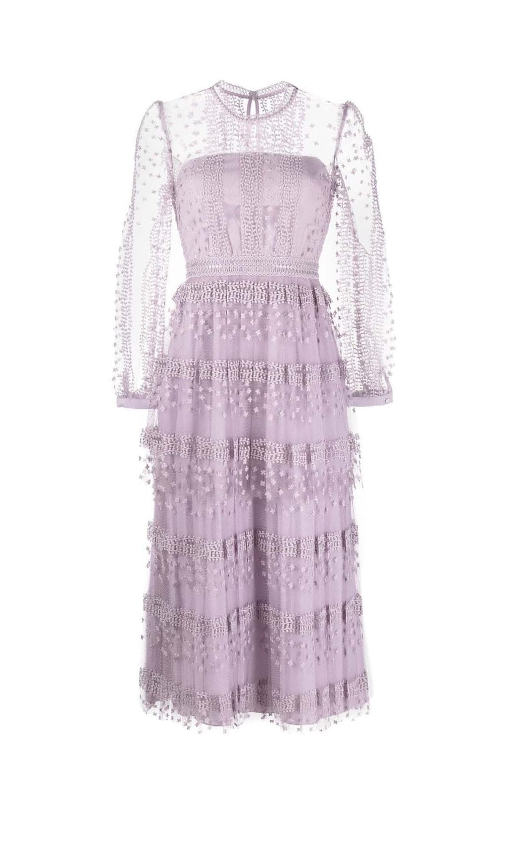 TIERED LACE MAXI DRESS LILAC | ELEGANT WEDDING GUEST