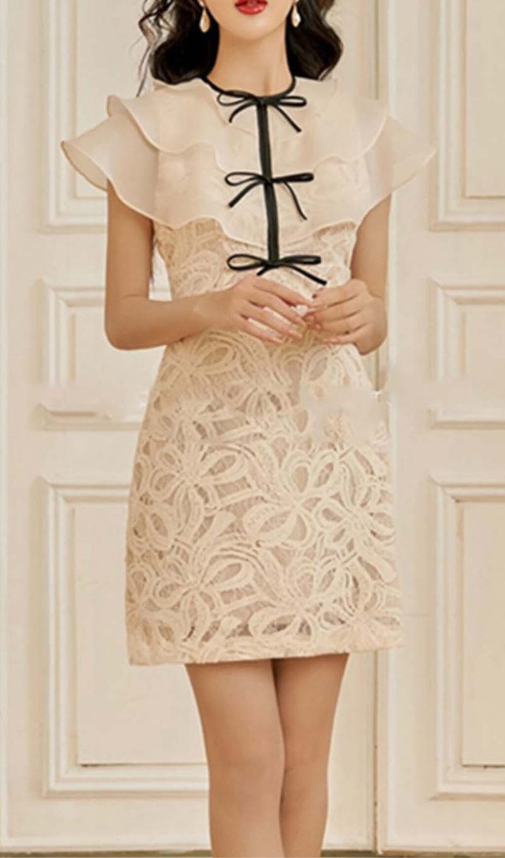 TIERED-NECK-MINI-DRESS-IN-WHITE-STYLE-OF-CB-4 WHITE TIERED NECK MINI DRESS FOR EVENTS