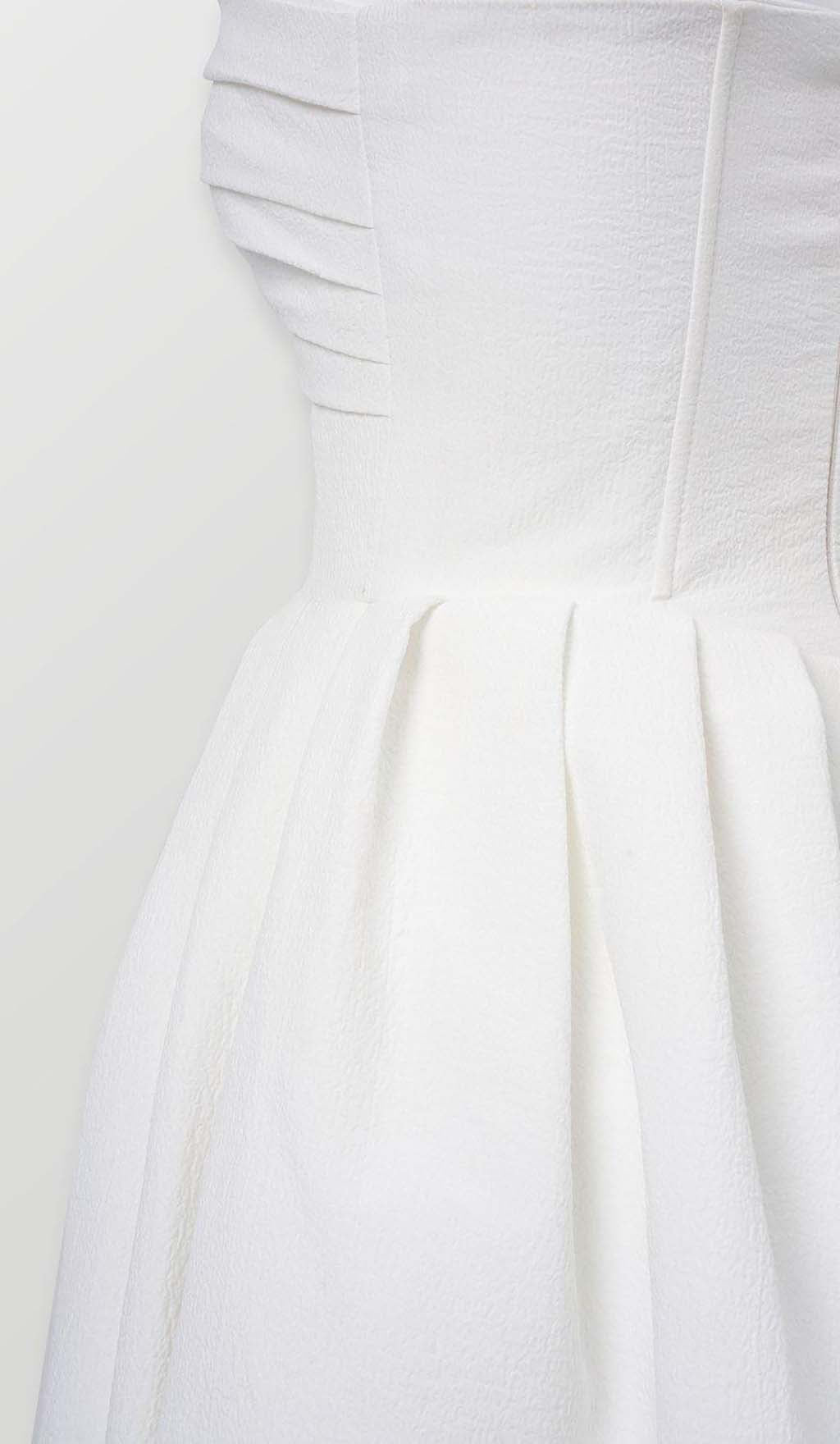 TWISTED PEARL STRAP MIDI DRESS WHITE WEDDING GUEST