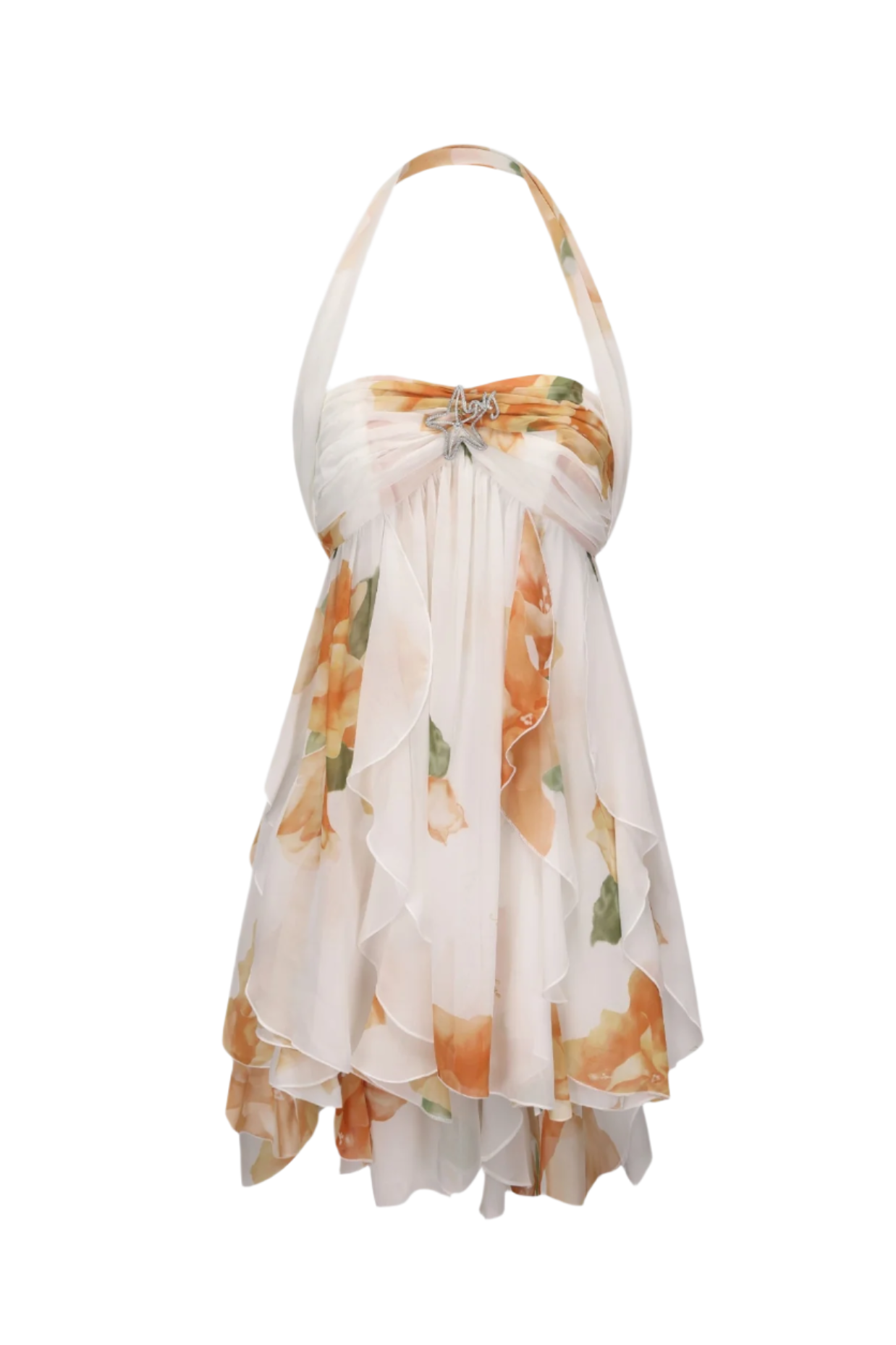 TAKALA FLORAL HALTER BACKLESS MINI DRESS