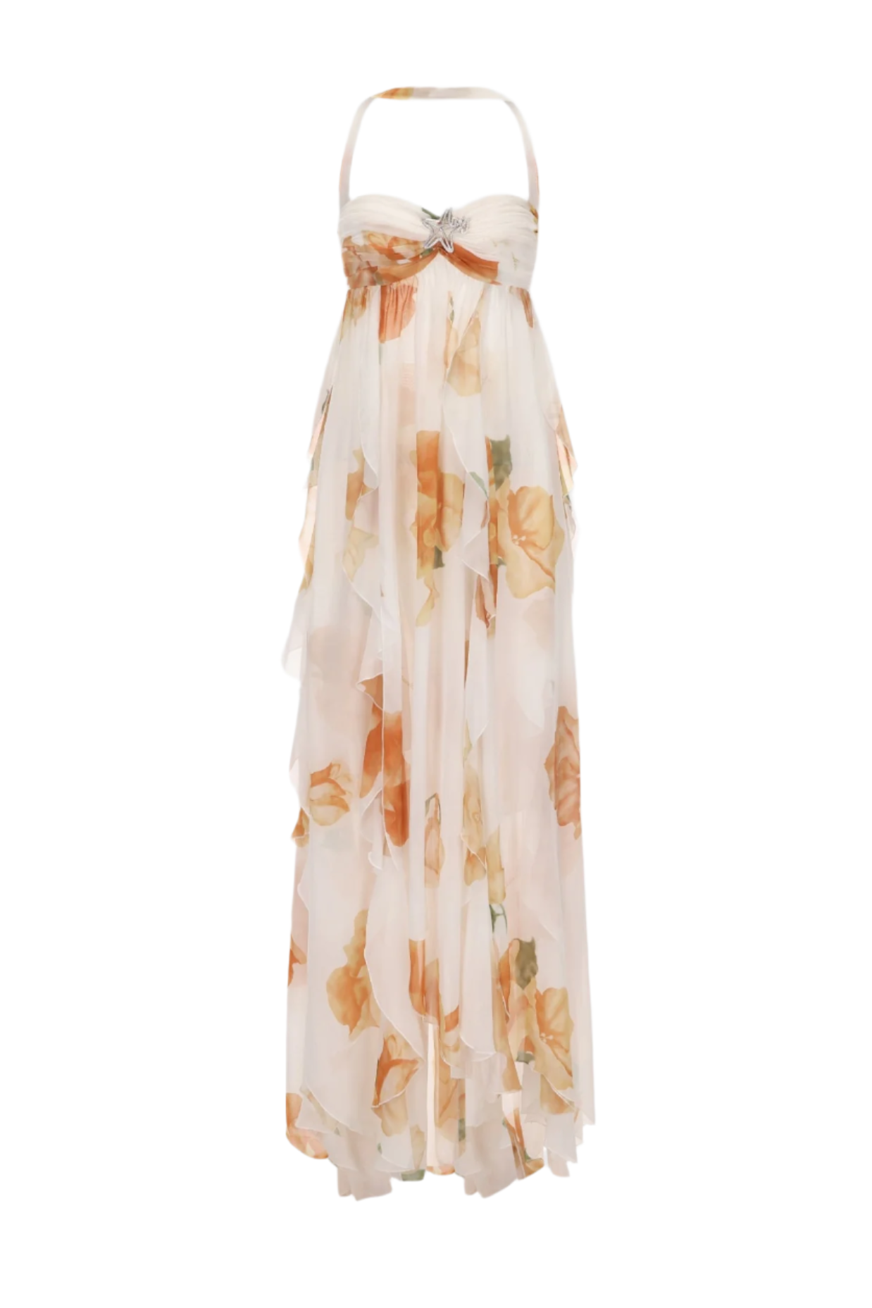 TAKALA FLORAL MAXI DRESS BACKLESS HALTER