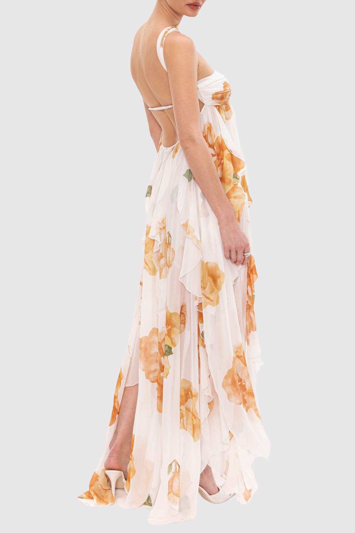 TAKALA FLORAL MAXI DRESS BACKLESS HALTER