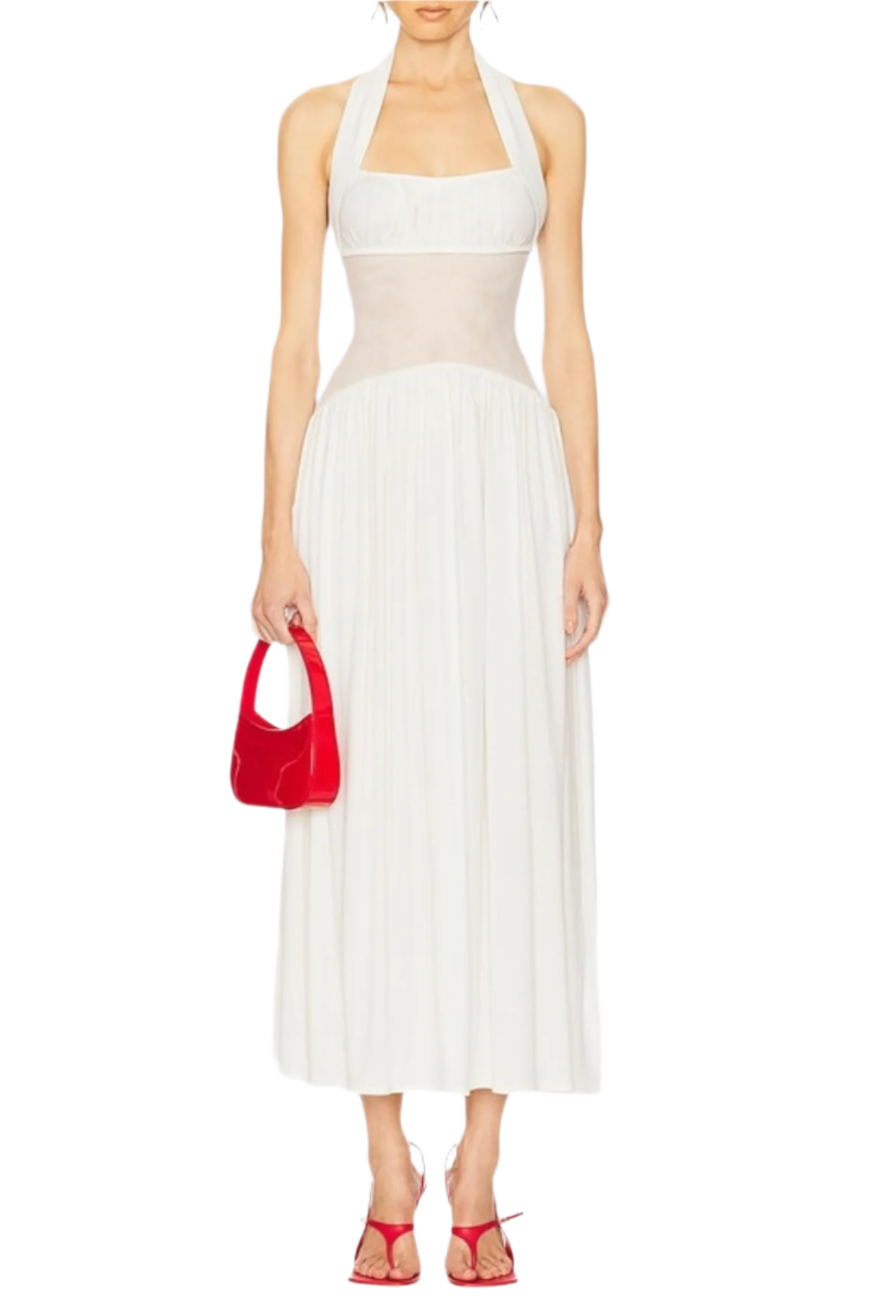 TameronHalterMeshRuffleMaxiDress_5 TAMERON HALTER MESH RUFFLE MAXI DRESS