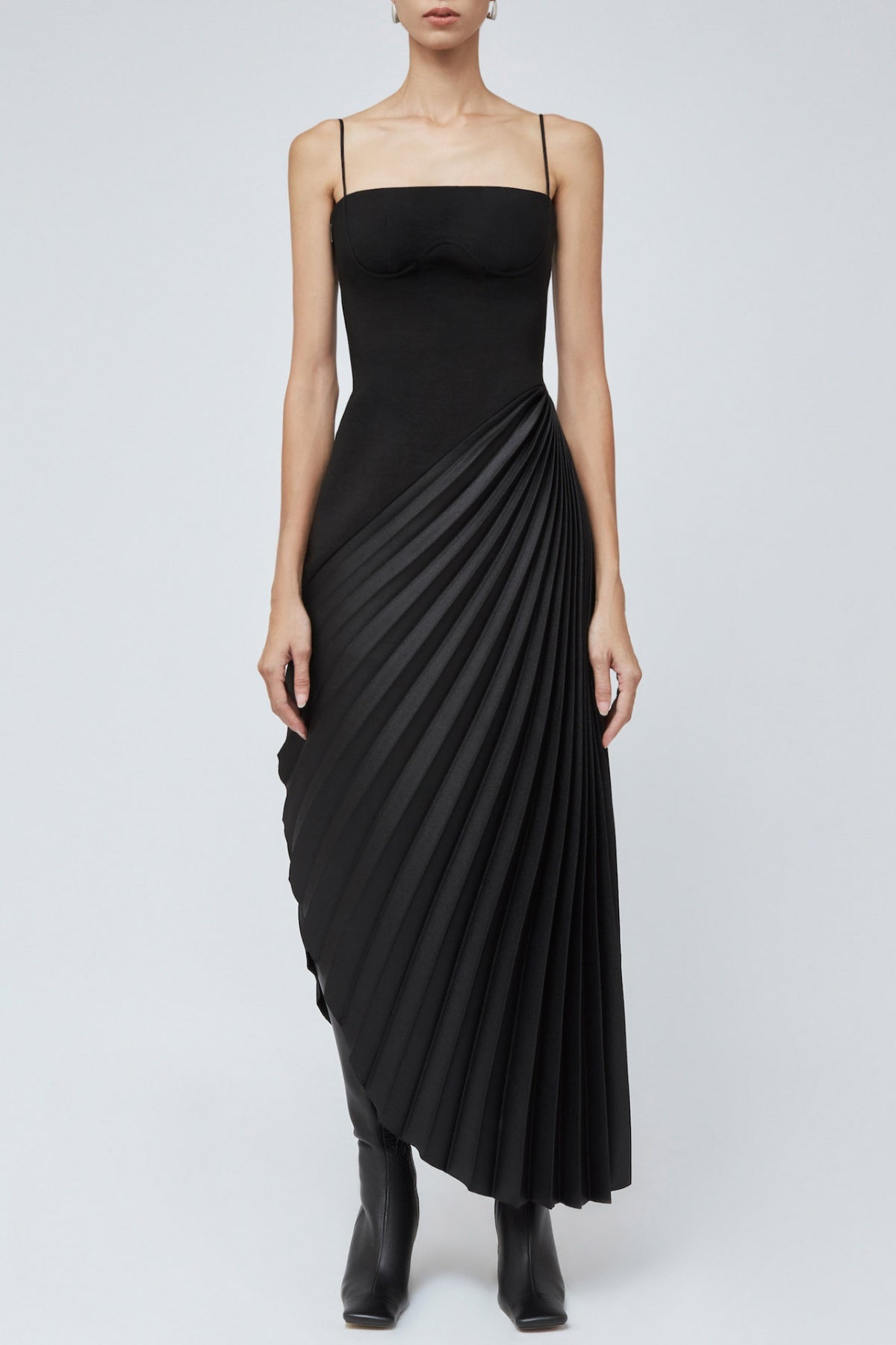 TARON ASYMMETRIC PLEAT MAXI DRESS FOR EVENTS