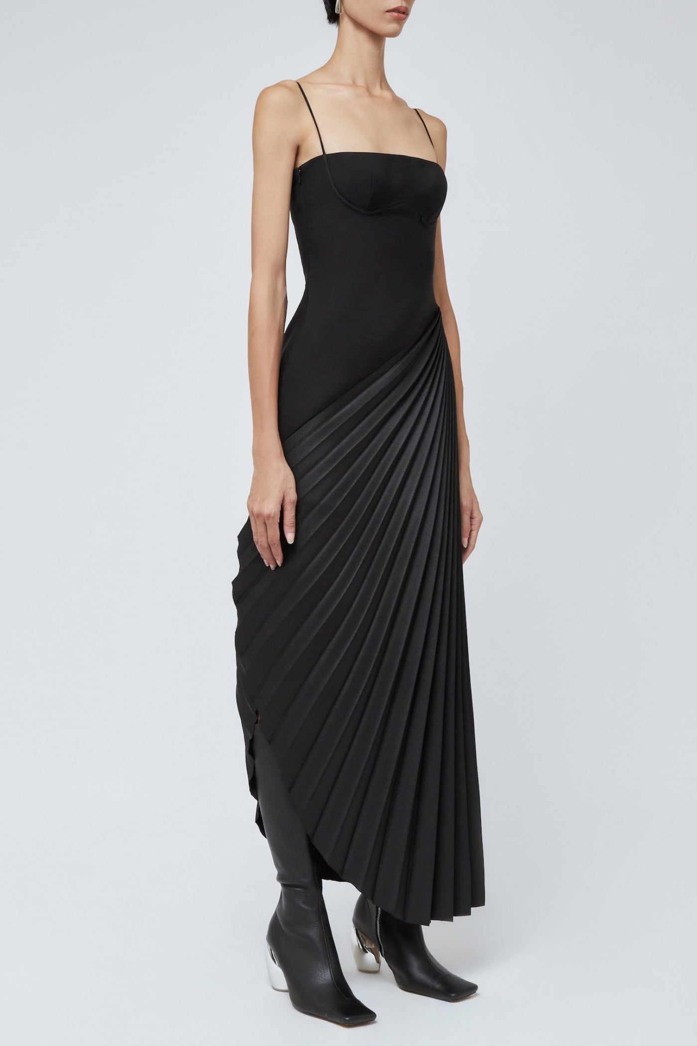 TARON ASYMMETRIC PLEAT MAXI DRESS FOR EVENTS