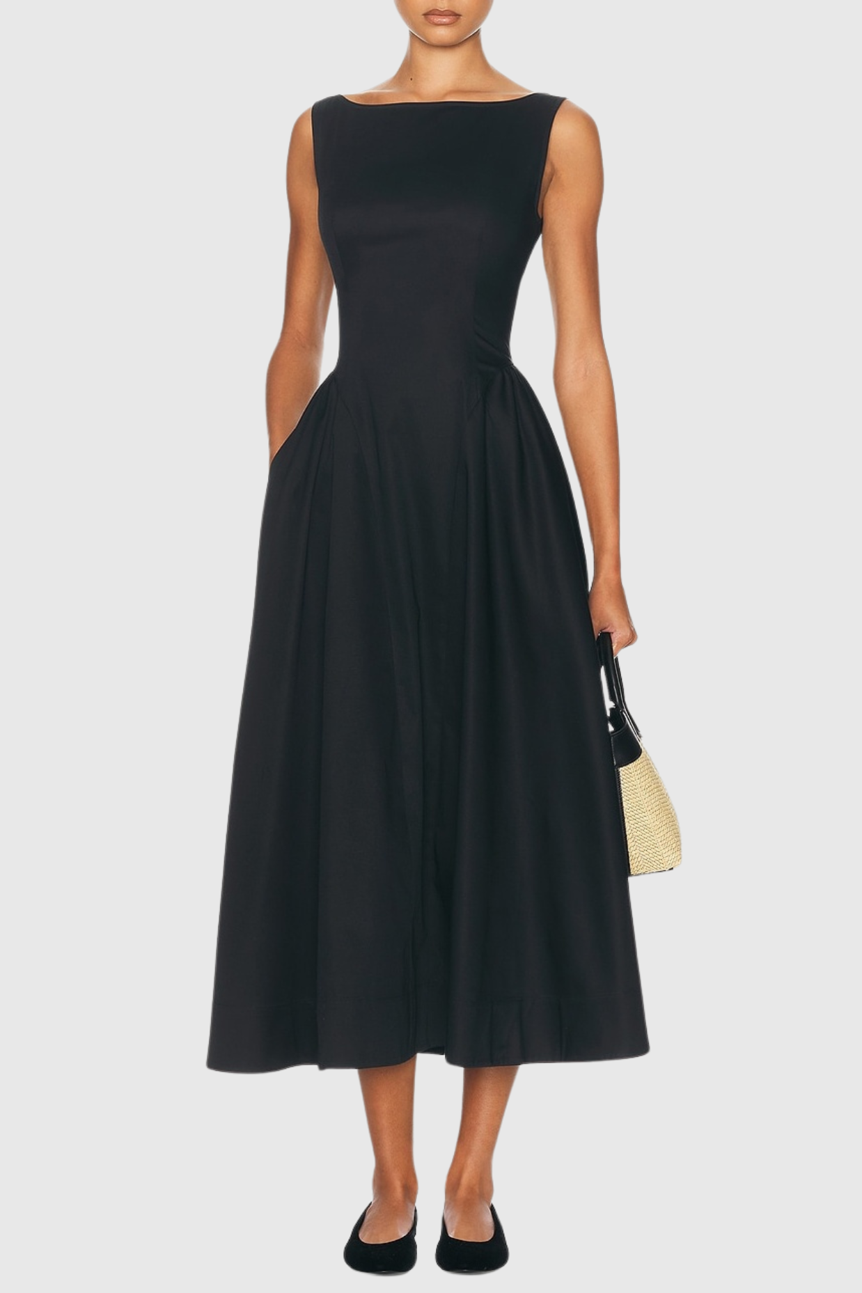 TaynaRuchedBacklessMidiDress-Black1 TAYNA RUCHED BACKLESS MIDI DRESS BLACK