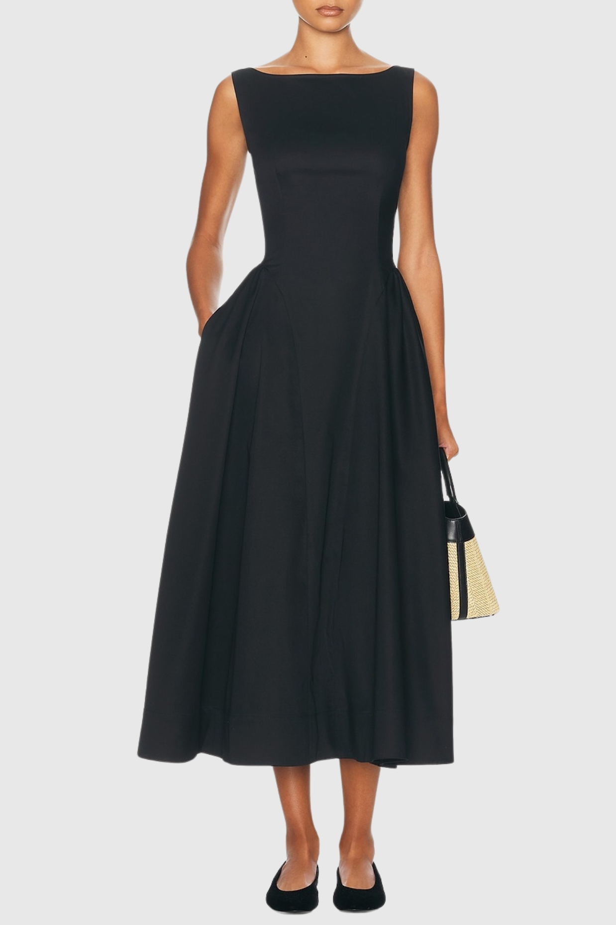 TaynaRuchedBacklessMidiDress-Black4 TAYNA RUCHED BACKLESS MIDI DRESS BLACK