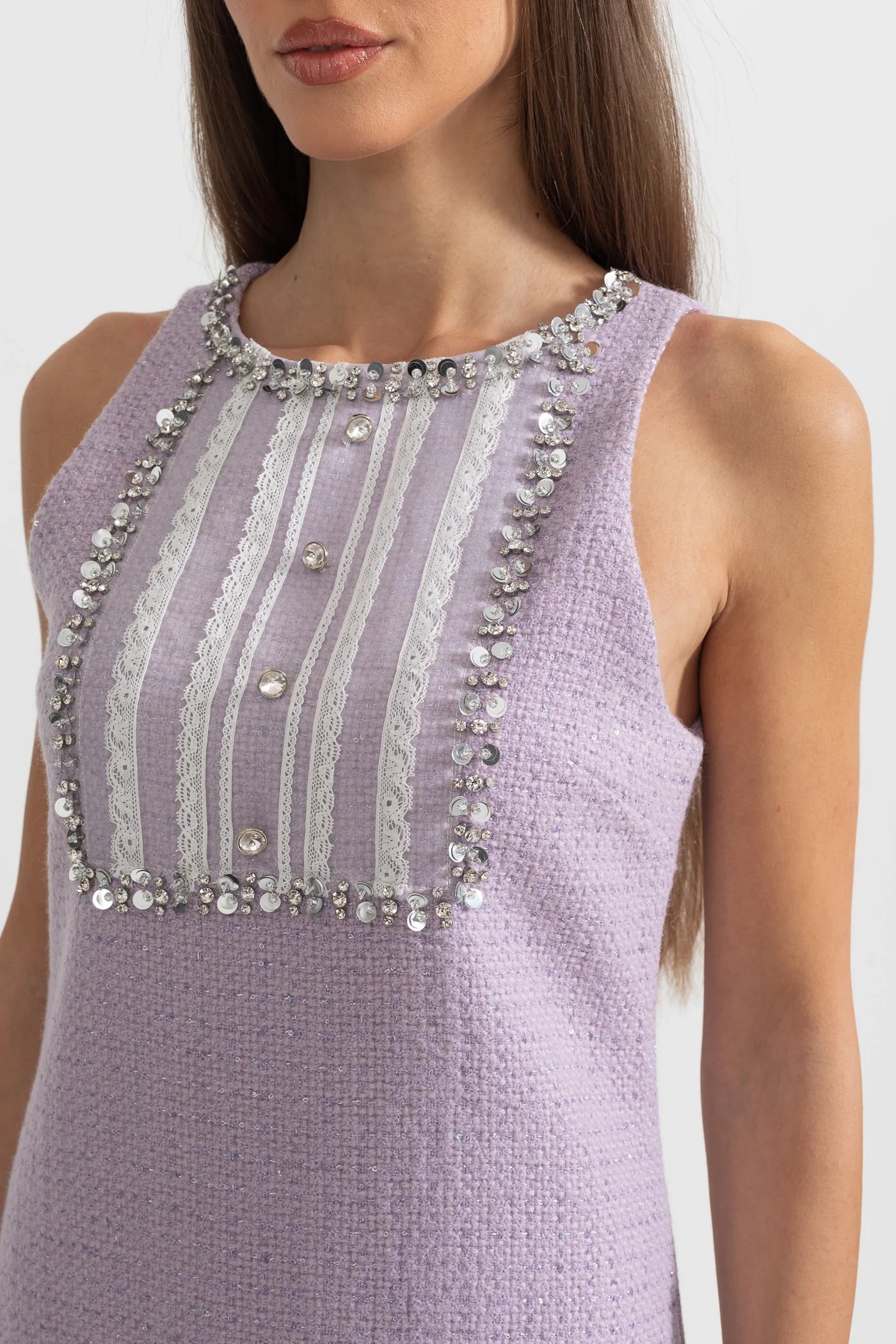 SHIMMERY PURPLE SEQUIN LACE MINI DRESS FOR PARTY