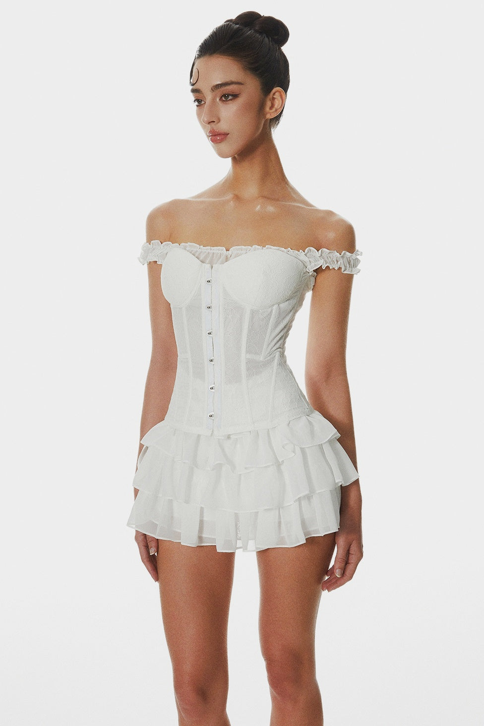 THARA LACE OFF-SHOULDER CORSET TOP