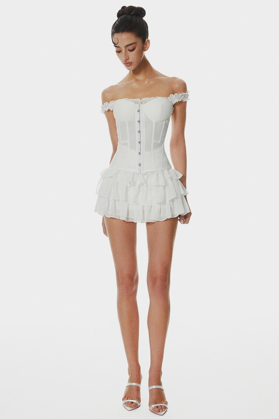 THARA LACE OFF-SHOULDER CORSET TOP