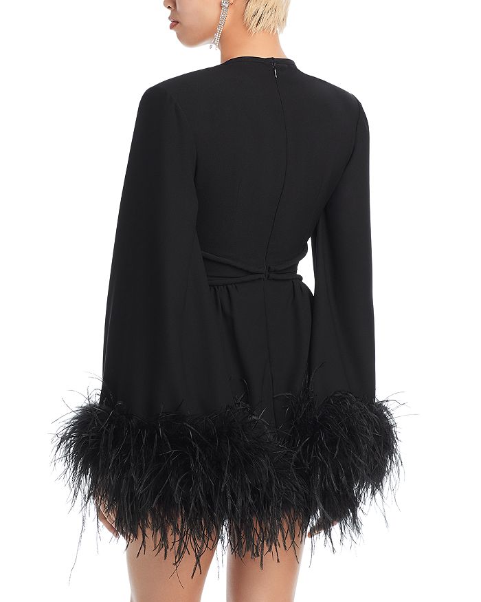 ORNELIA FEATHER TRIM DRESS FOR HOLIDAY PARTIES