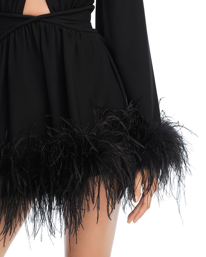 ORNELIA FEATHER TRIM DRESS FOR HOLIDAY PARTIES