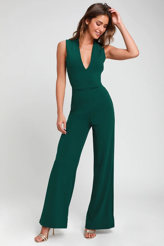 ThinkingOutLoudHunterGreenBacklessJumpsuit THINKING OUT LOUD HUNTER GREEN BACKLESS JUMPSUIT