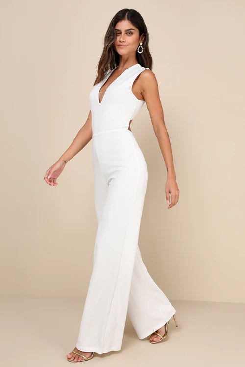 BACKLESS WHITE JUMPSUIT FOR PARTY NIGHT