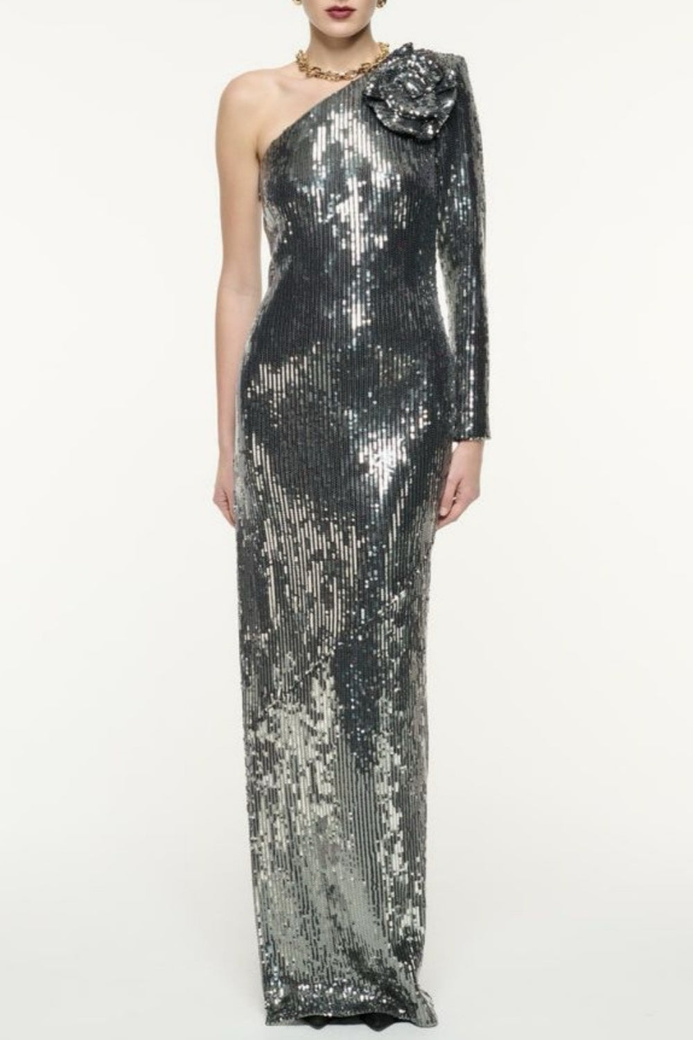 THIRZA ONE SHOULDER SEQUIN MAXI DRESS