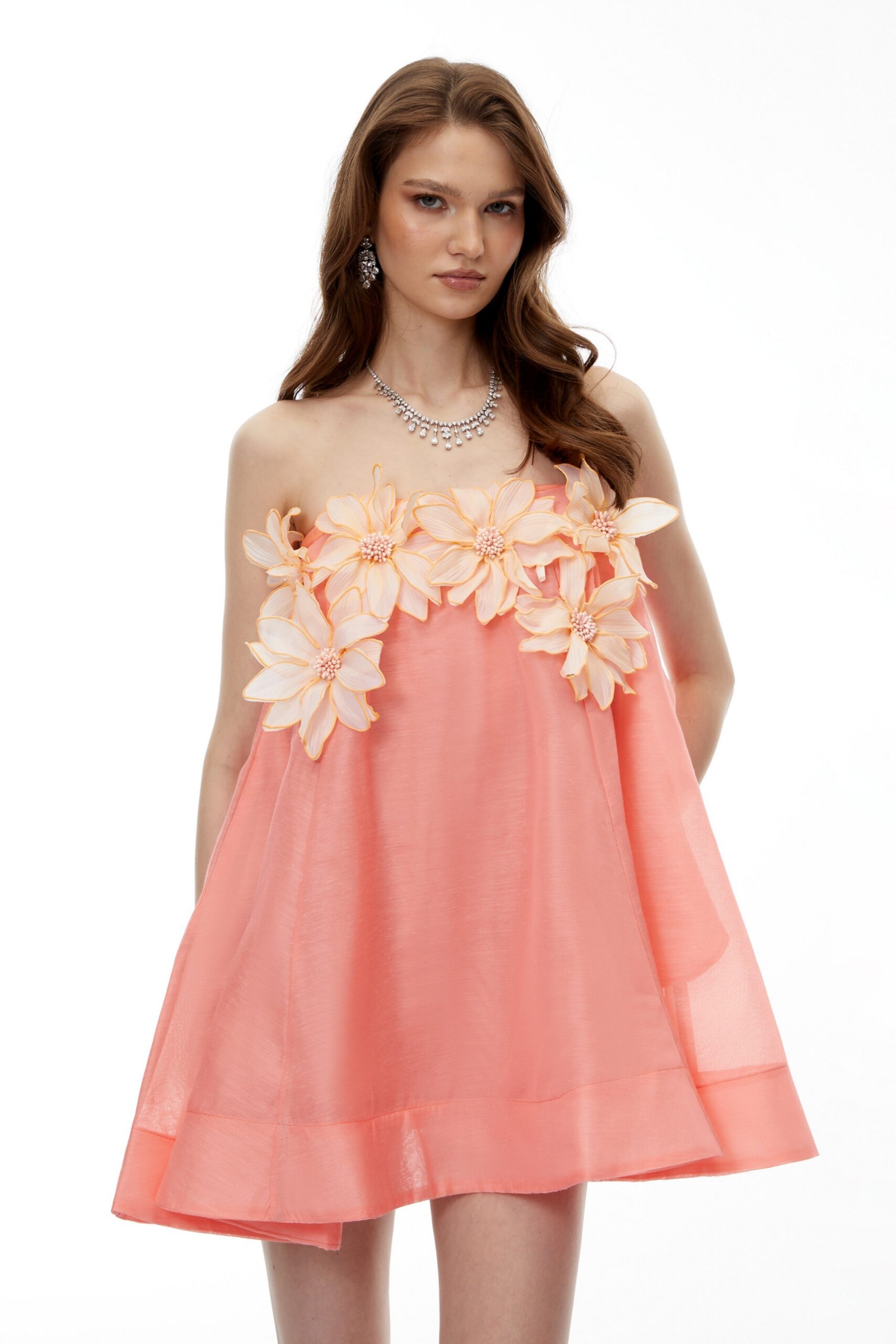 SABRINA OFF-SHOULDER 3D FLORAL PINK MINI DRESS