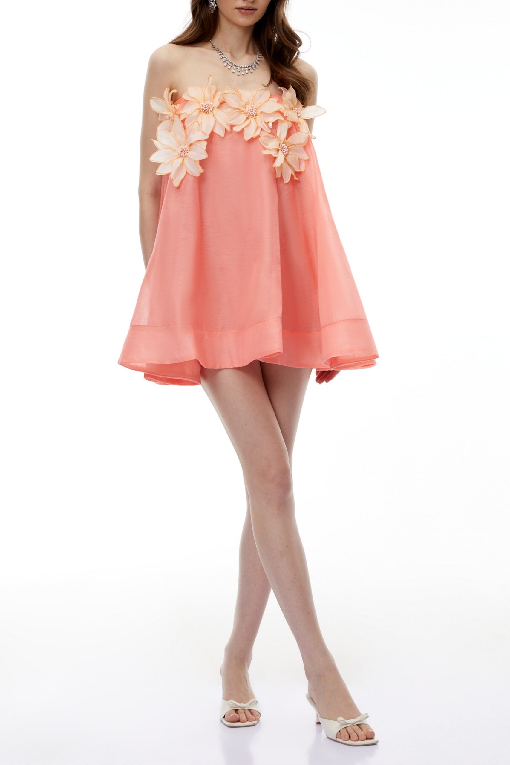 TisiphonePinkOffShoulderMiniDresswith3DFlorals_3 SABRINA OFF-SHOULDER 3D FLORAL PINK MINI DRESS