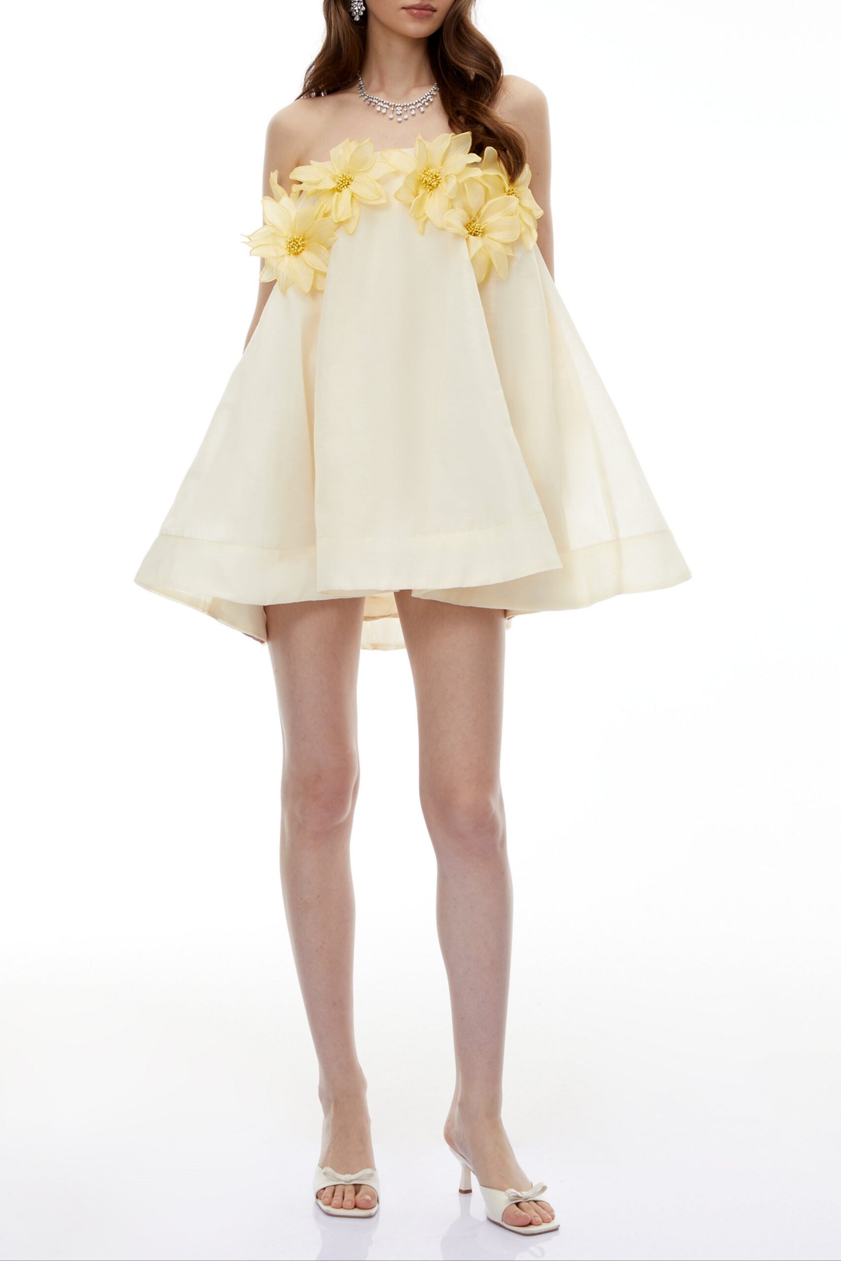 TisiphoneWhiteOffShoulderMiniDresswith3DFlorals_2 SABRINA OFF-SHOULDER YELLOW 3D FLORAL MINI DRESS