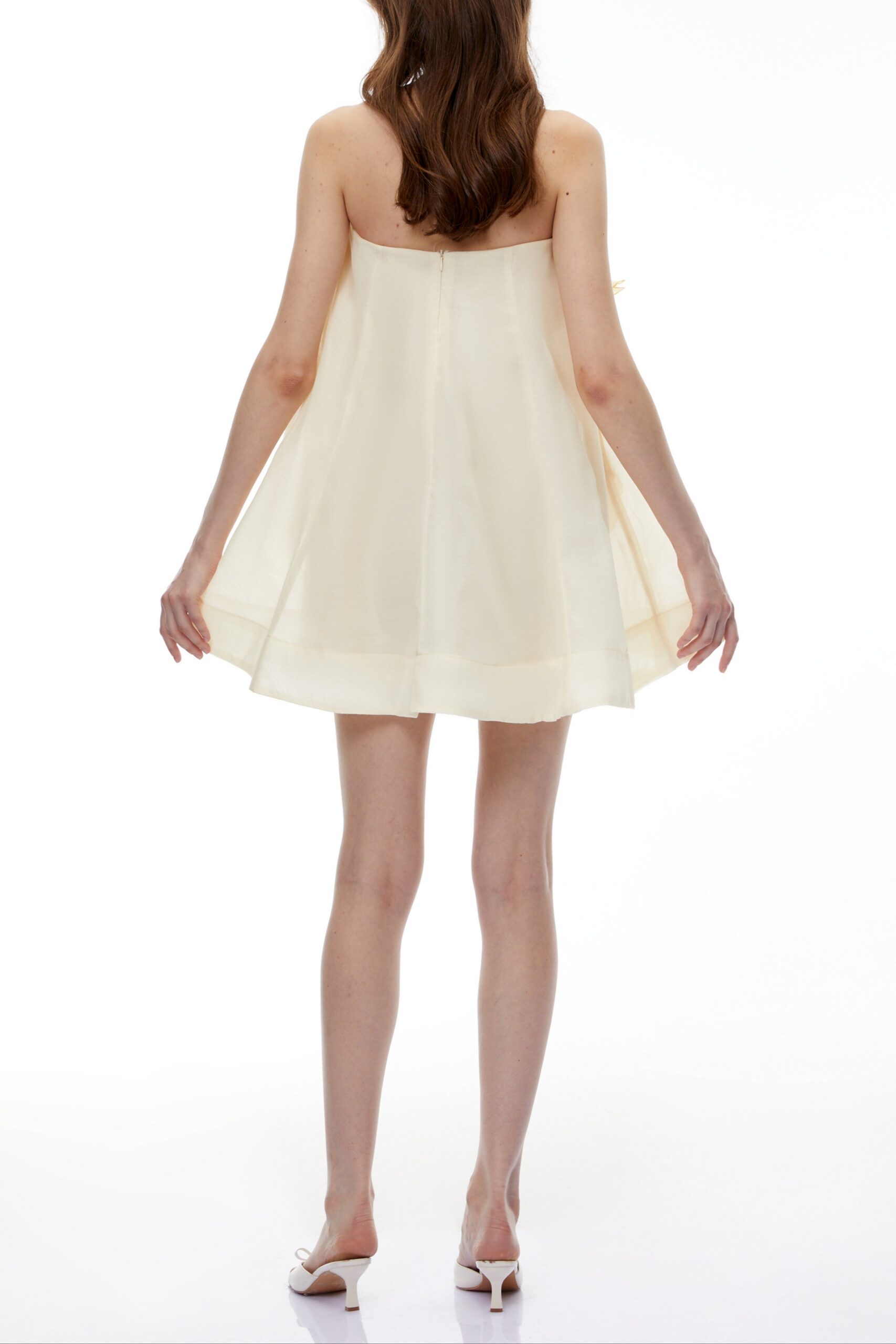 SABRINA OFF-SHOULDER YELLOW 3D FLORAL MINI DRESS