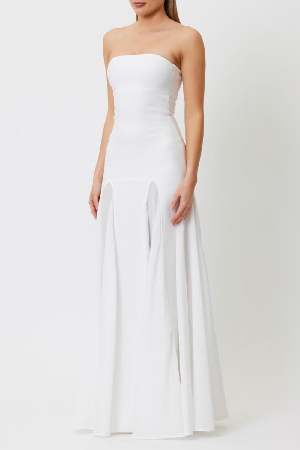 DIMIYA STRAPLESS MESH MAXI BANDAGE DRESS