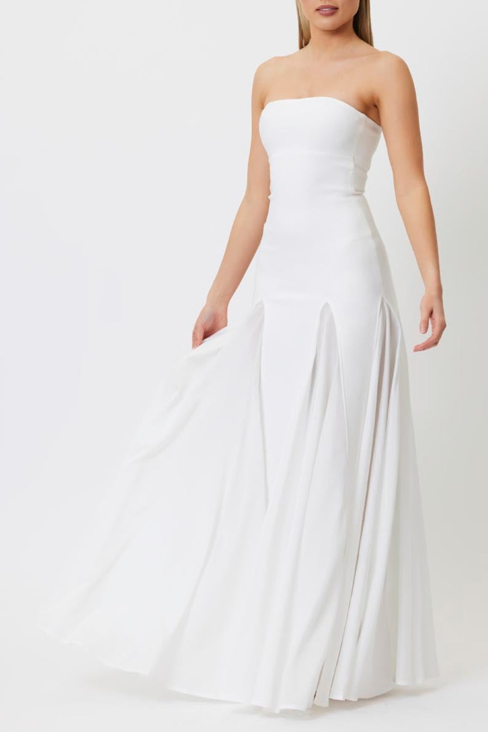 DIMIYA STRAPLESS MESH MAXI BANDAGE DRESS
