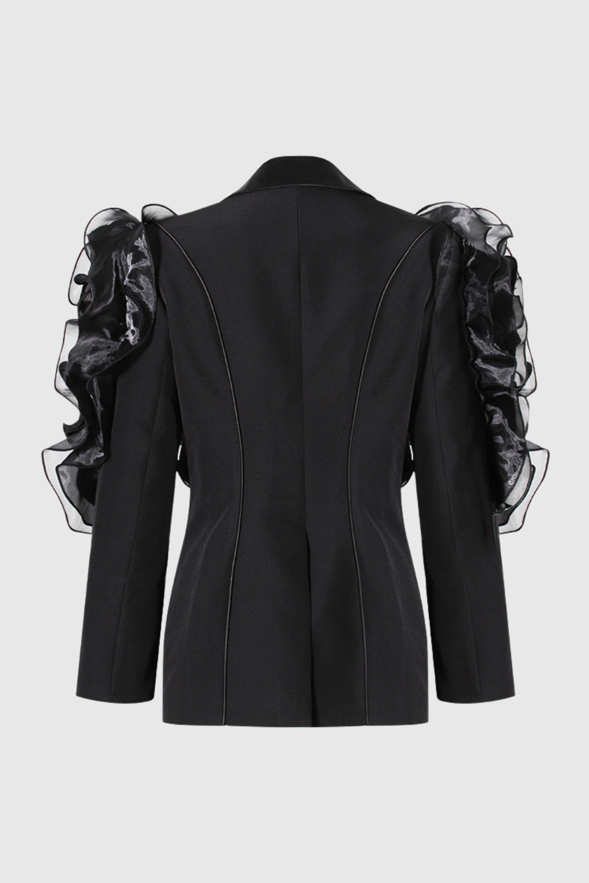 ASHLEY RUFFLE BLAZER, BLACK PARTY BLAZER