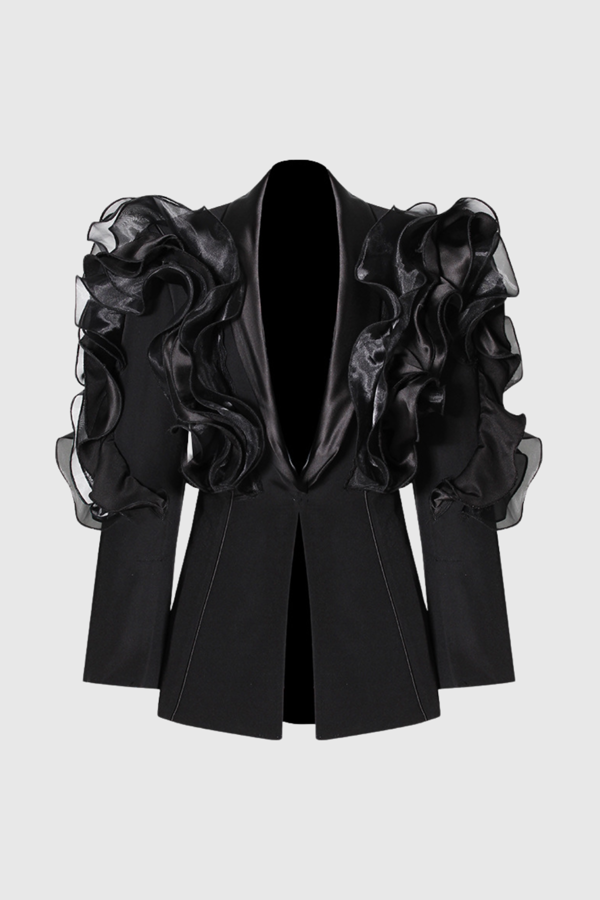 ASHLEY RUFFLE BLAZER, BLACK PARTY BLAZER