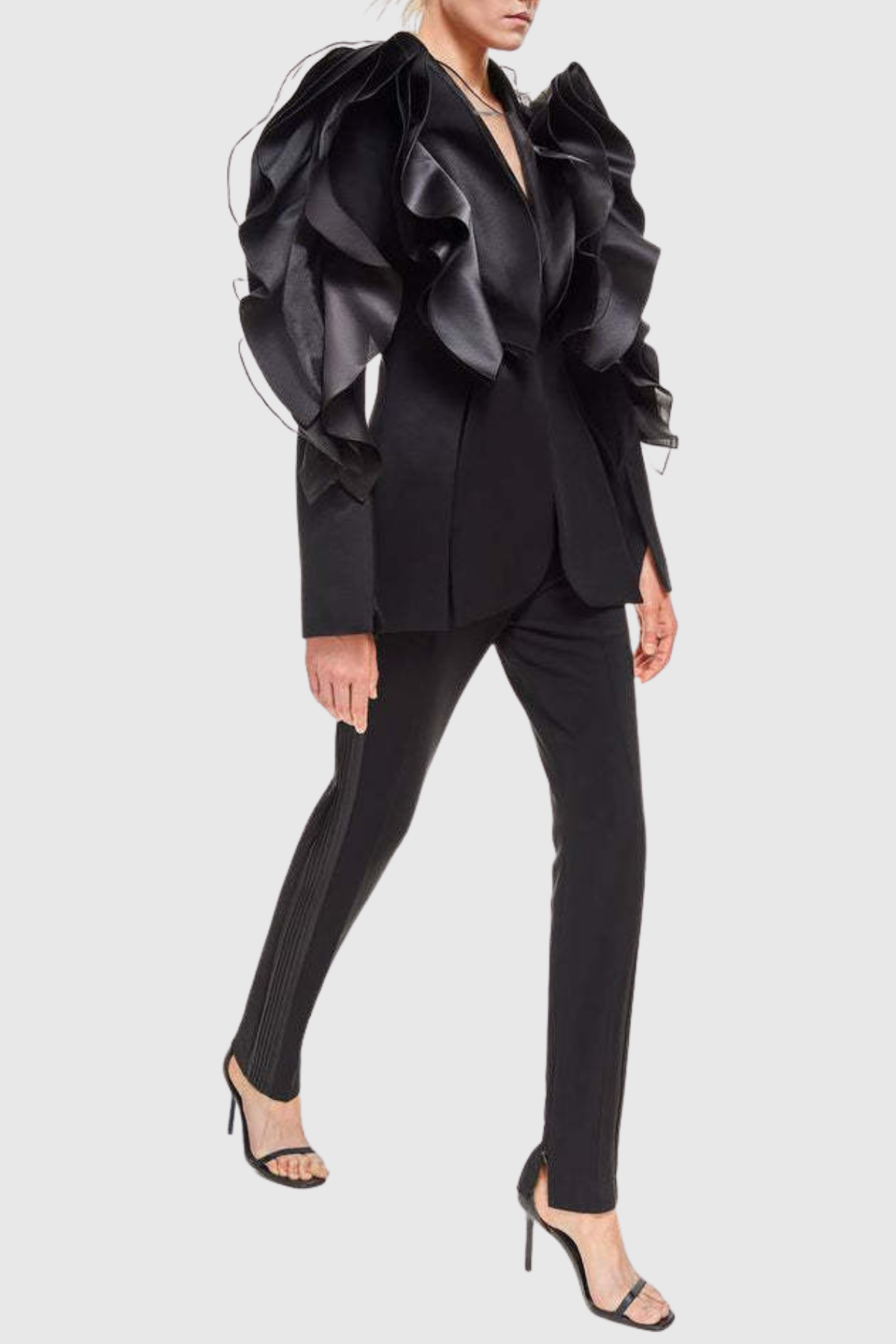 ASHLEY RUFFLE BLAZER, BLACK PARTY BLAZER