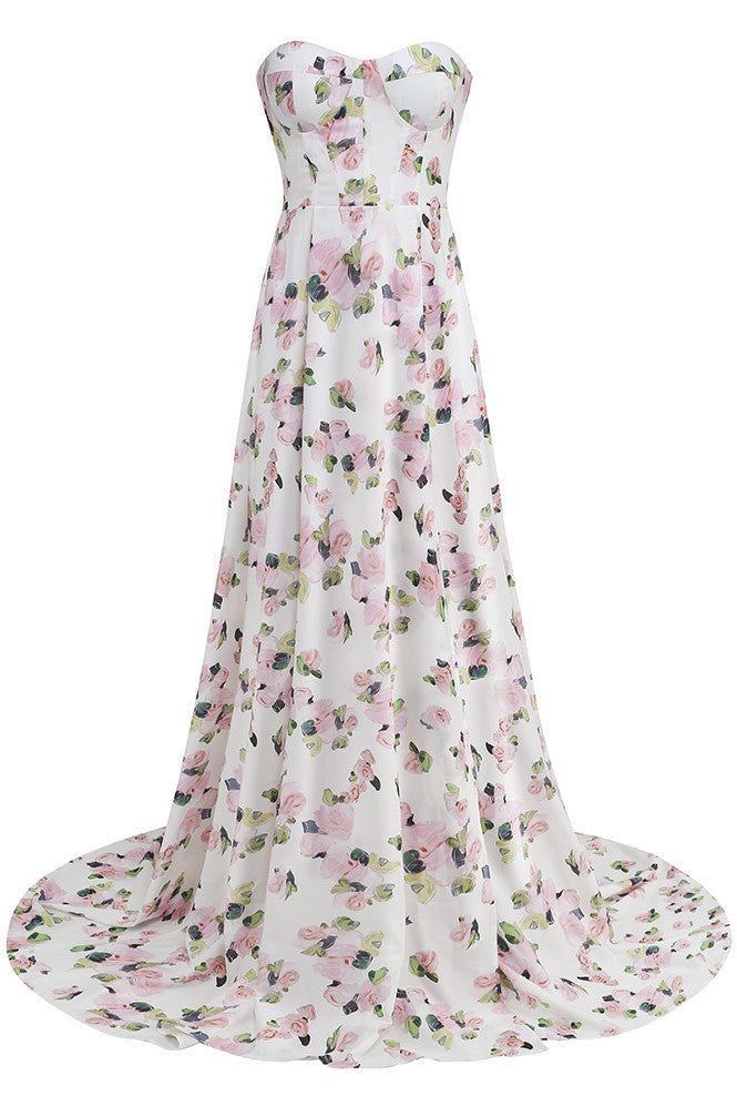 TRINITY PRINTED STRAPLESS MAXI DRESS, SUMMER PARTY