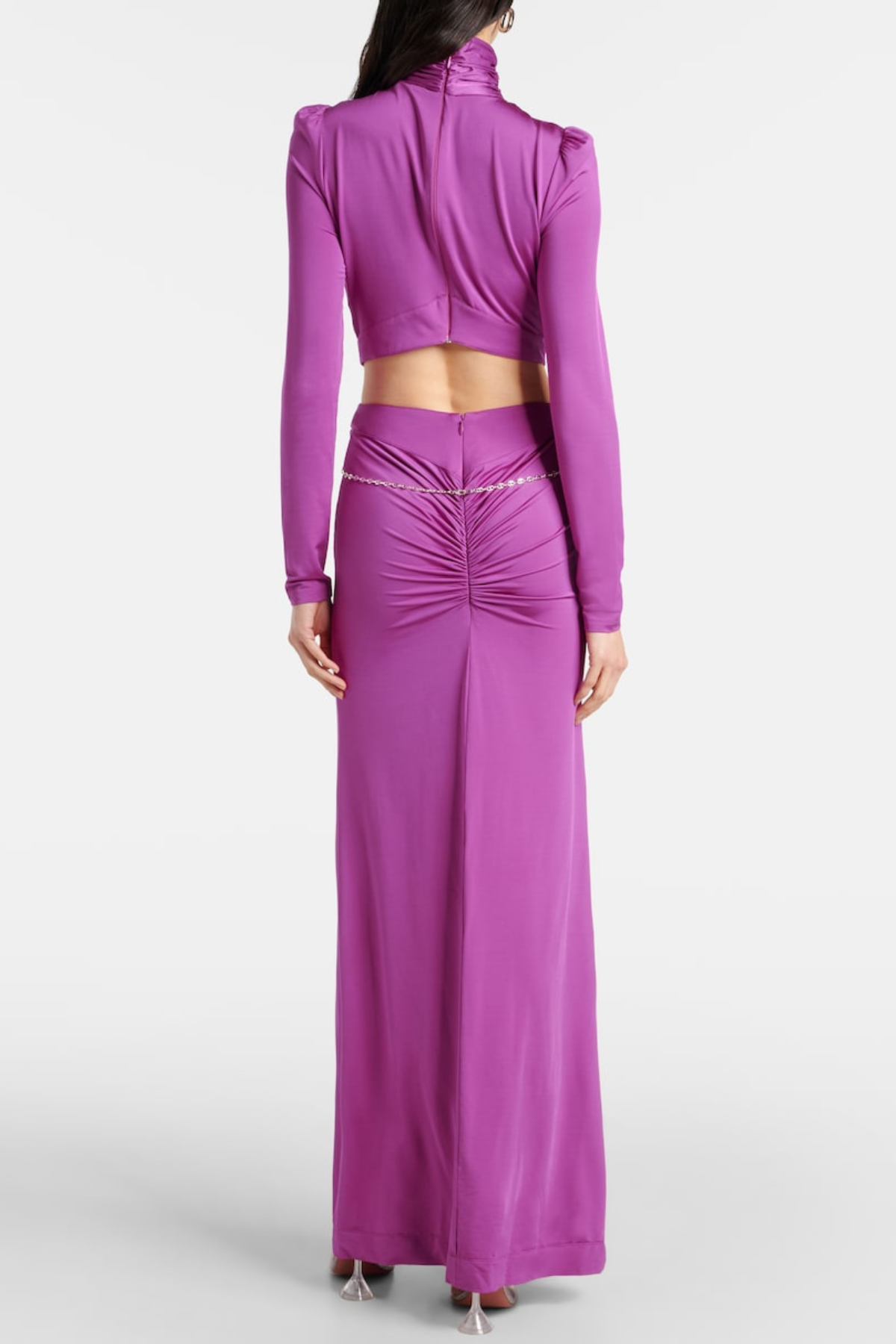 TRISA CRYSTAL CUTOUT MAXI DRESS - PURPLE PARTY GOWN