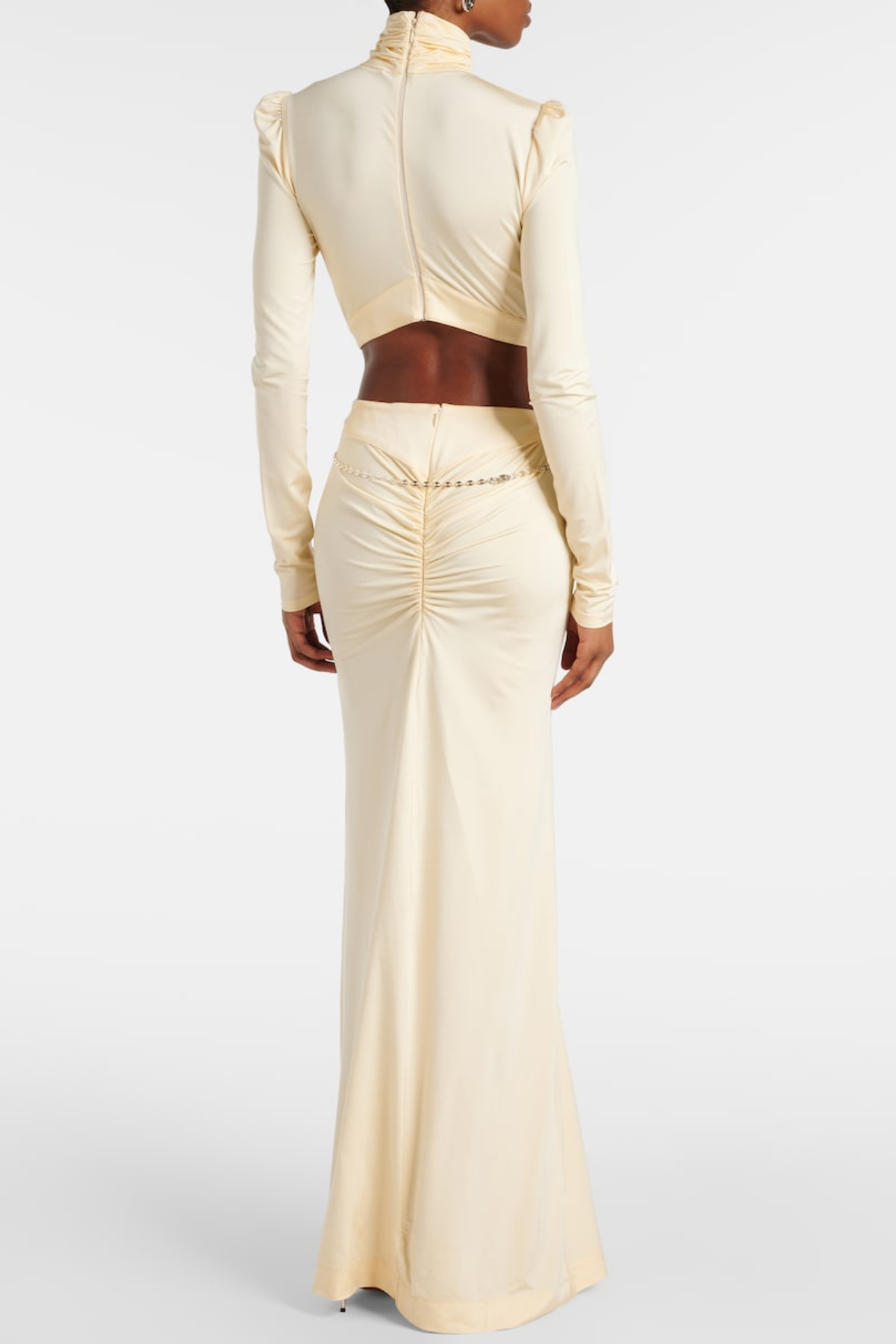 TRISA CRYSTAL CUTOUT YELLOW MAXI DRESS FOR EVENTS