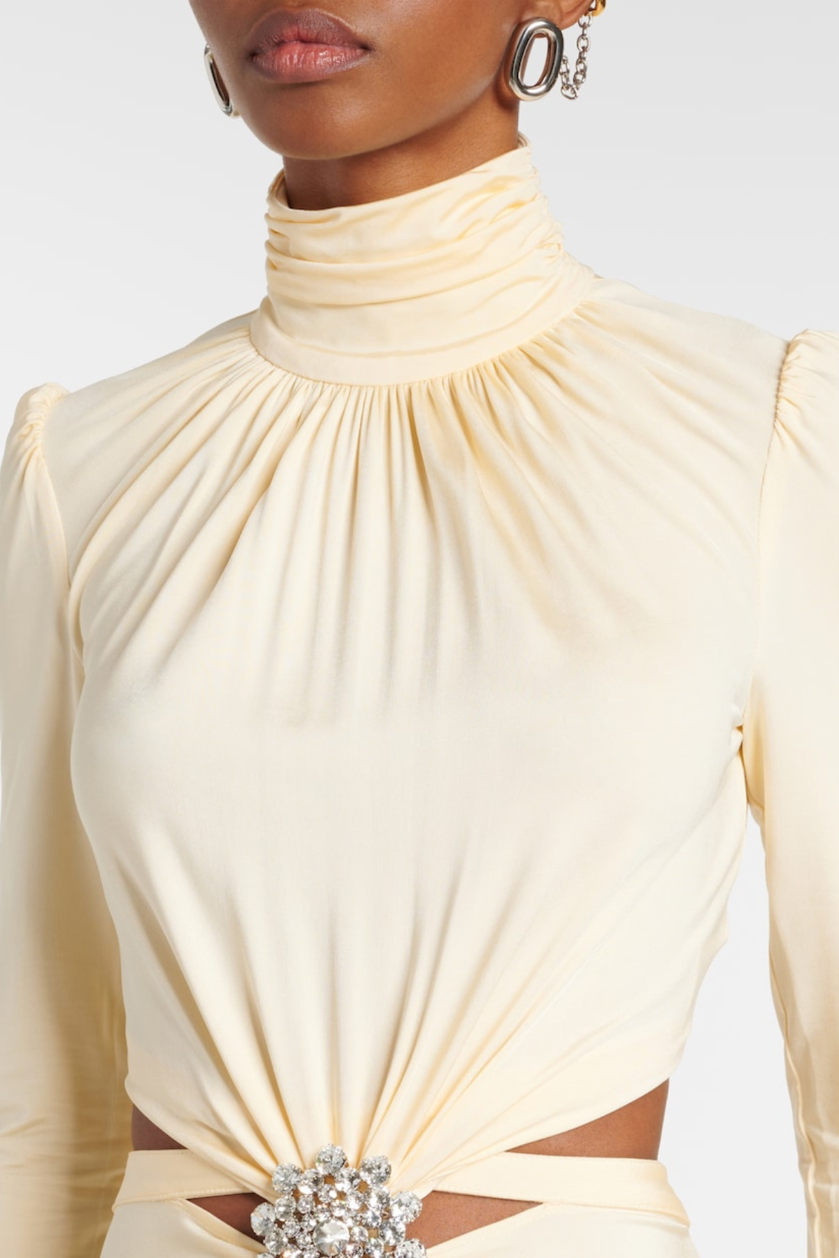 TRISA CRYSTAL CUTOUT YELLOW MAXI DRESS FOR EVENTS