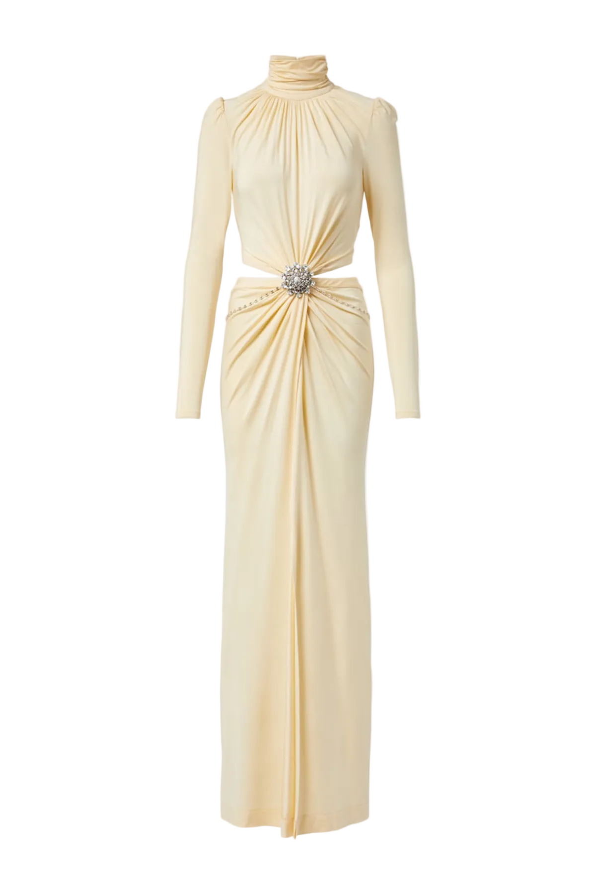 TRISA CRYSTAL CUTOUT YELLOW MAXI DRESS FOR EVENTS