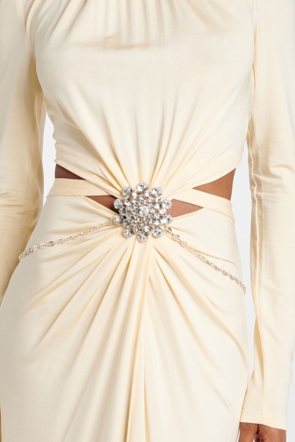 TRISA CRYSTAL CUTOUT YELLOW MAXI DRESS FOR EVENTS