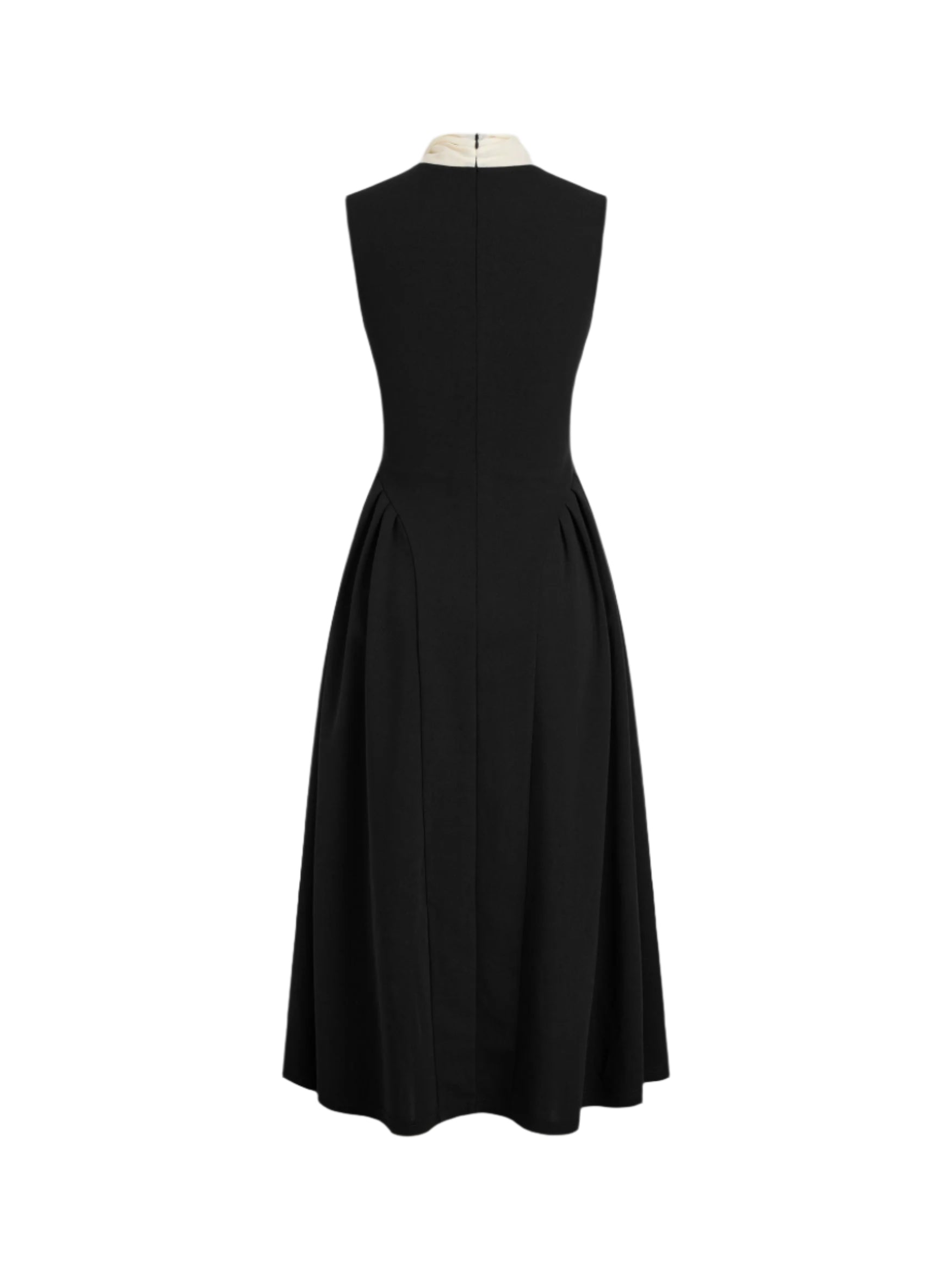 TWO-TONE RUFFLE BOW MIDI DRESS