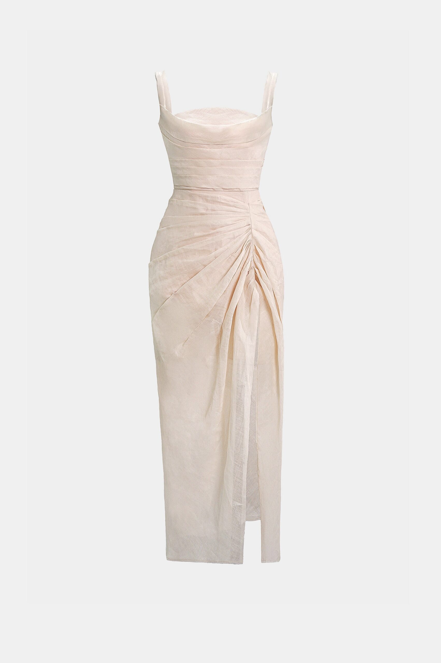 ORGANZA LINEN DRAPED DRESS FOR WEDDING GUEST