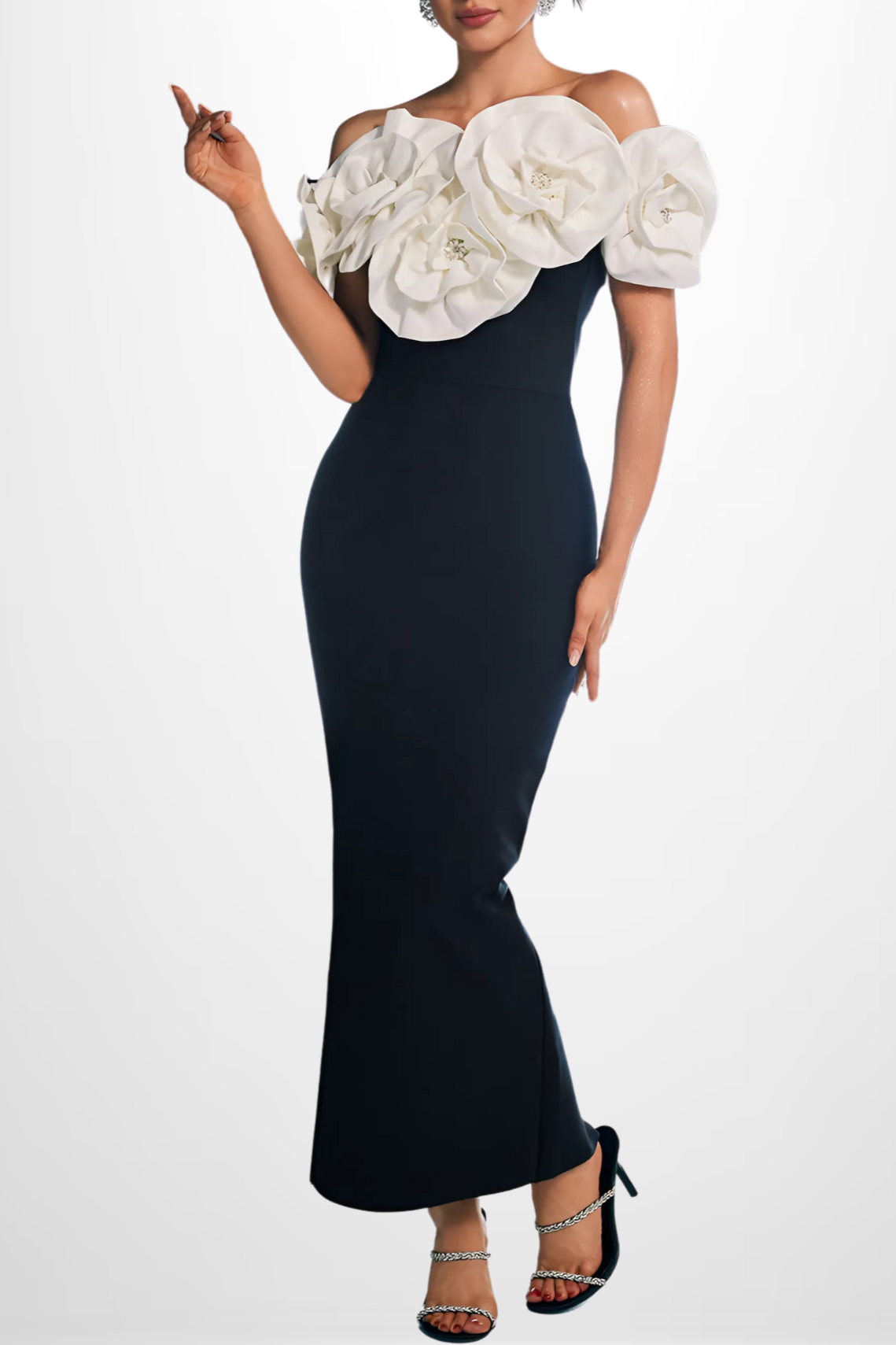 OFF-SHOULDER FLORAL DRESS FOR WEDDING GUEST