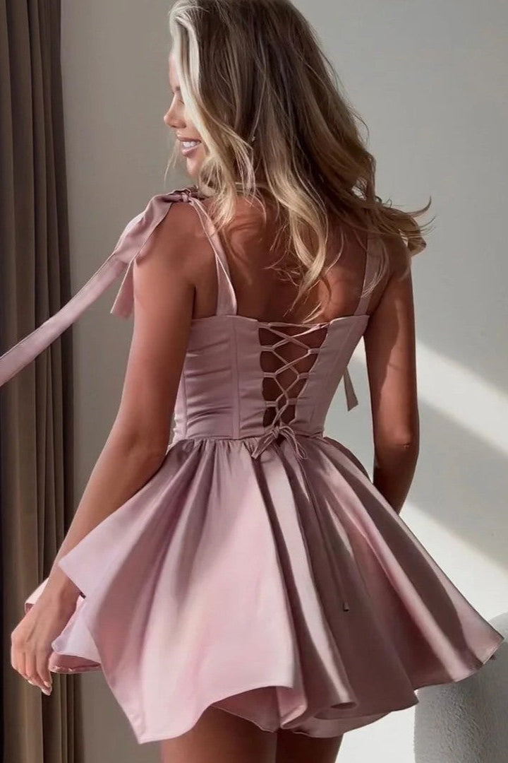 RUFFLE TRIM CORSET MINI DRESS PINK PARTY