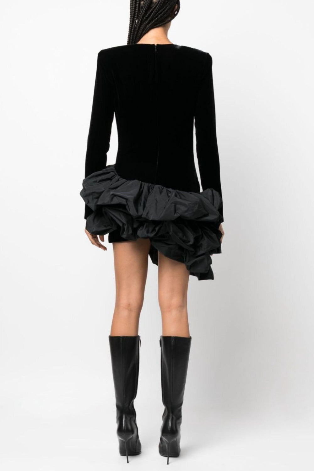 URSULA VELVET RUFFLE MINI DRESS, COCKTAIL PARTY
