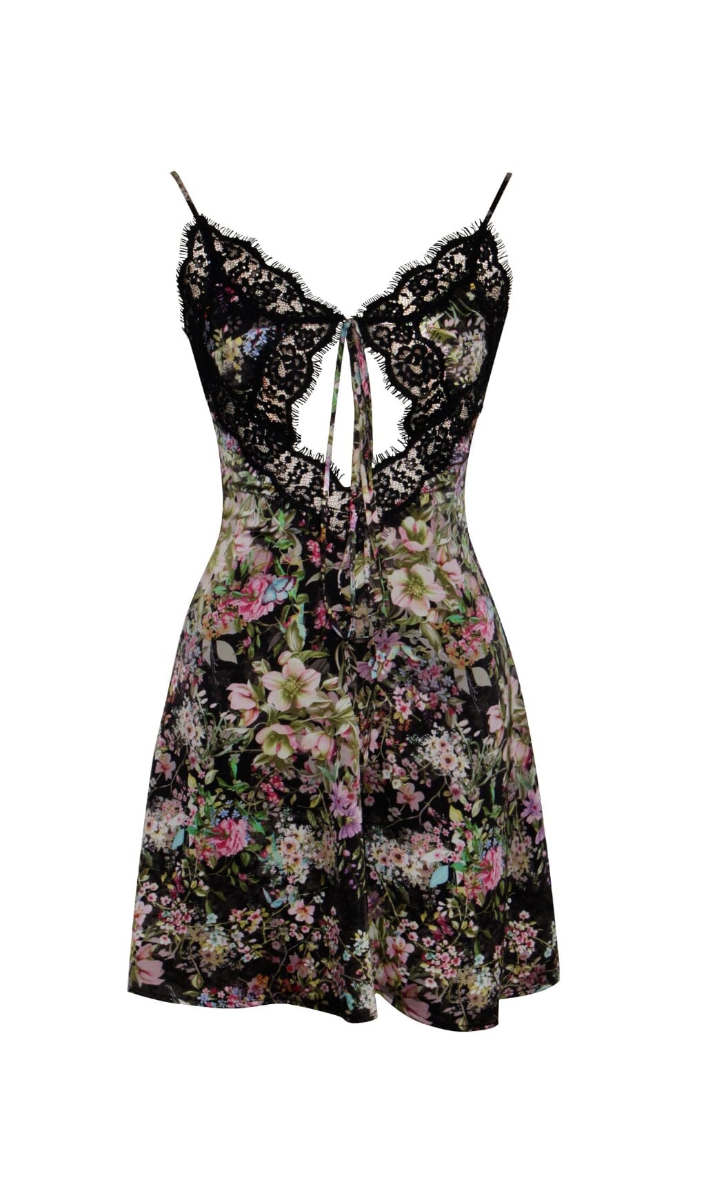 FLORAL SATIN LACE MINI DRESS FOR PARTIES