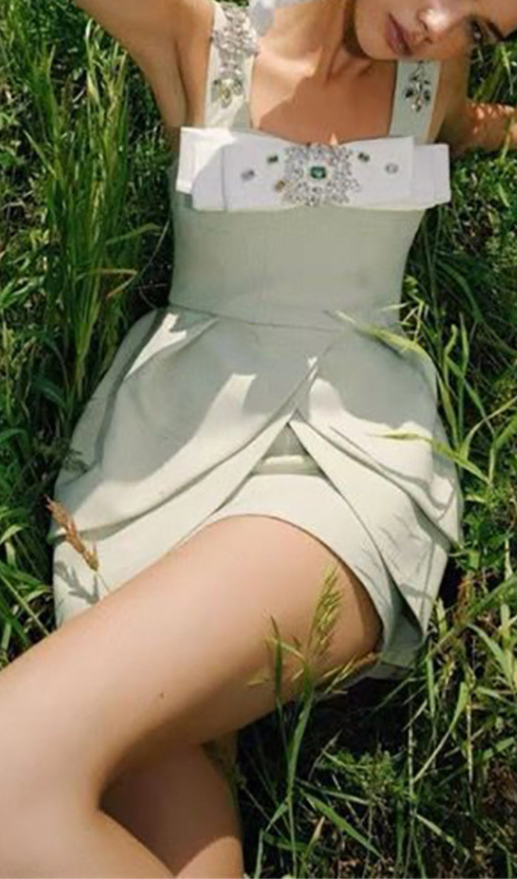 CRYSTAL STRAPPY MINT MINI DRESS FOR EVENING