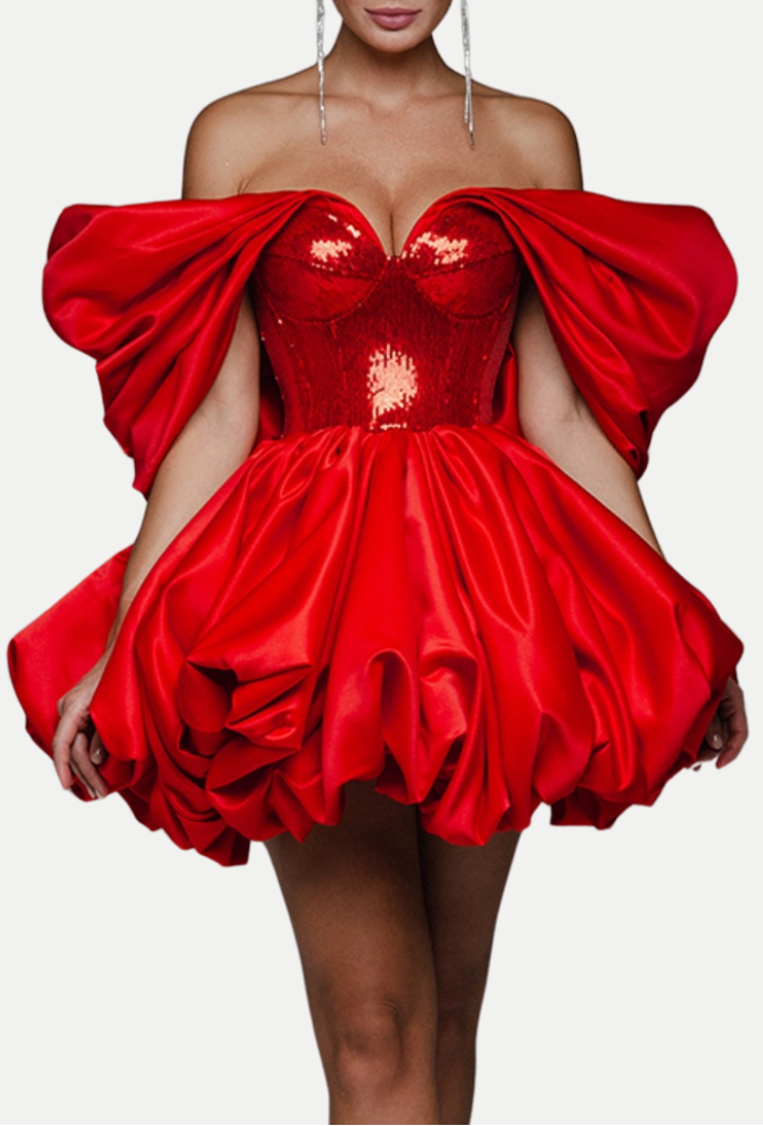 VakiaSequinOffShoulderMiniDress VAKIA SEQUIN OFF-SHOULDER PARTY MINI DRESS