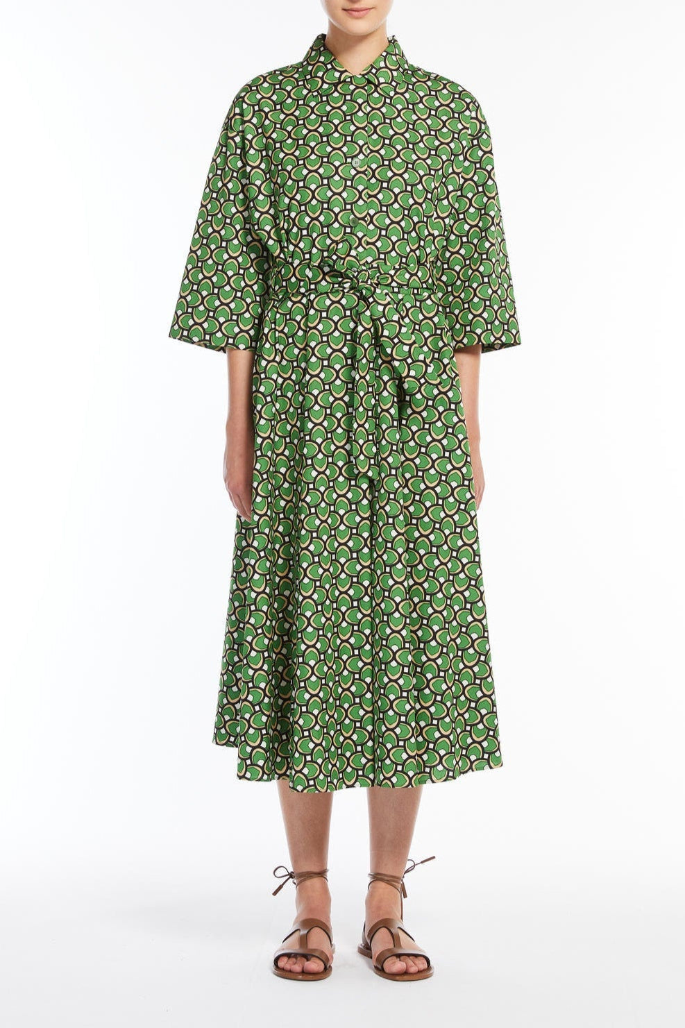 VarennaCottonShirtDress-Green2 VARENNA COTTON SHIRT DRESS – GREEN