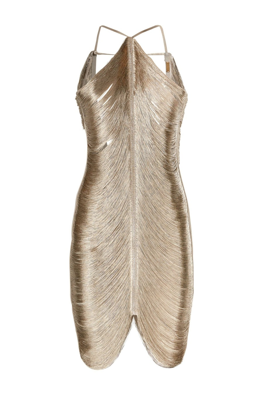 HALTER FRINGE MINI DRESS - SILVER PARTY