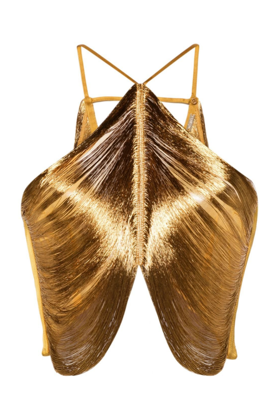GOLD HALTER FRINGE TOP, PARTY CLUBWEAR