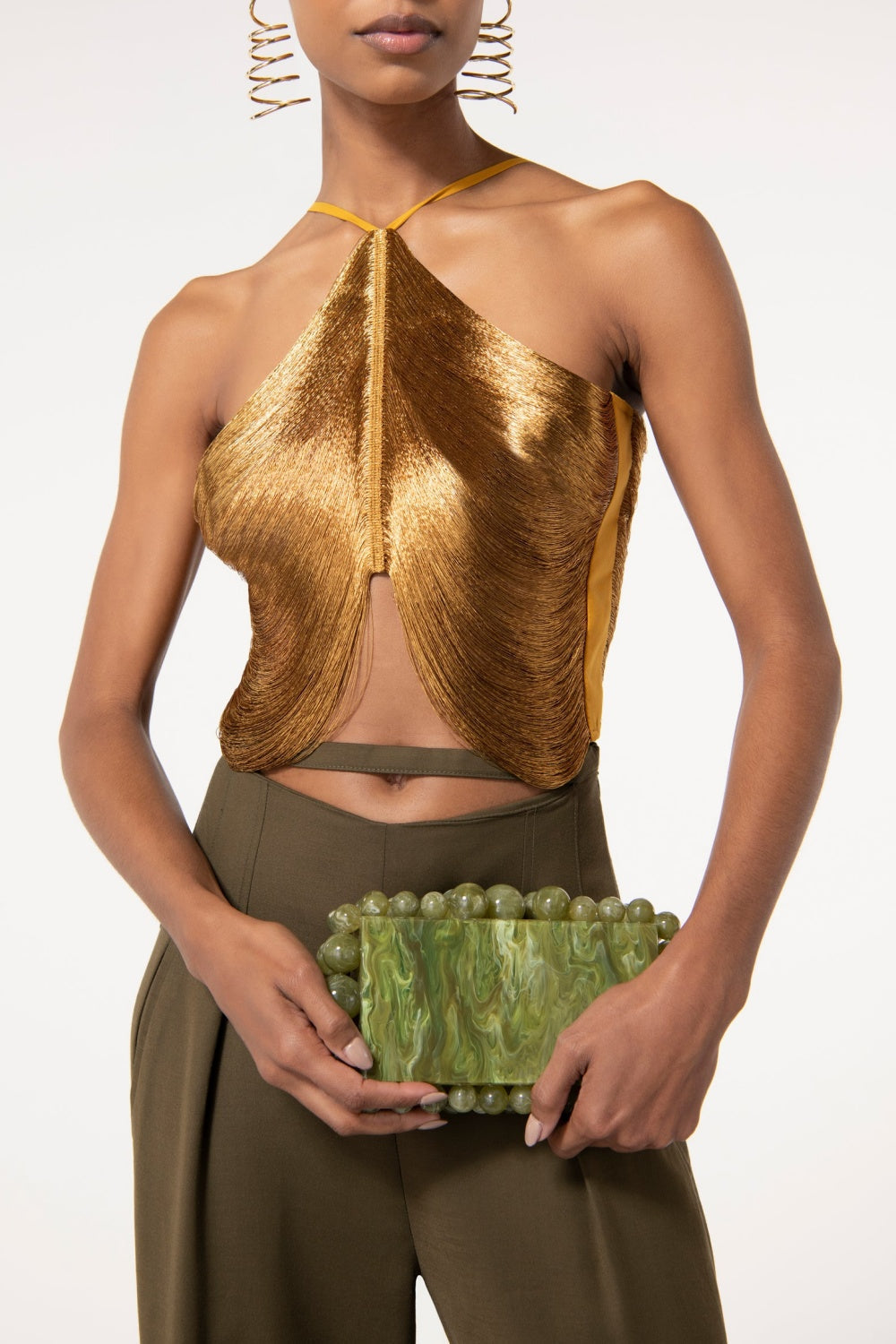 VerotyHalterFringeTop-Gold6 GOLD HALTER FRINGE TOP, PARTY CLUBWEAR