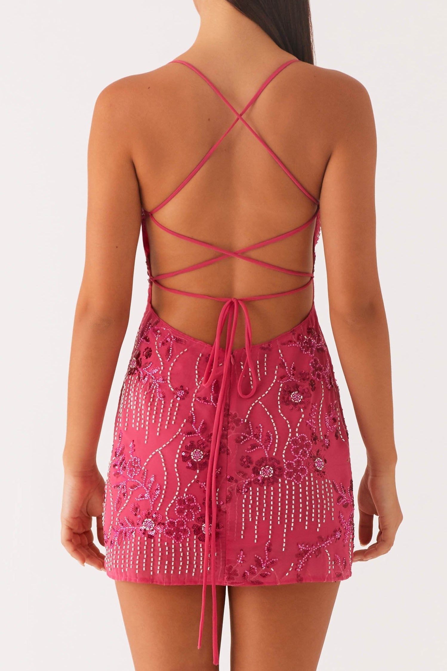 VIETTA SEQUIN CAMI MINI DRESS FUCHSIA PARTY